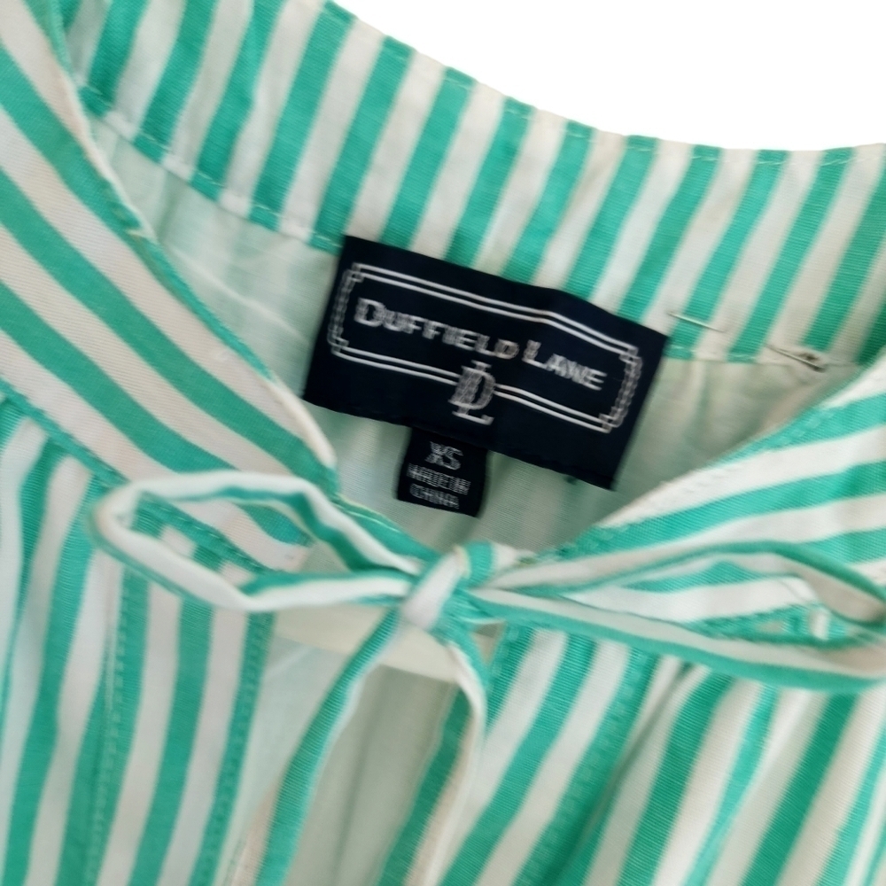 DUFFIELD Lane Teal Striped Midi Dress - Picture 10 of 11